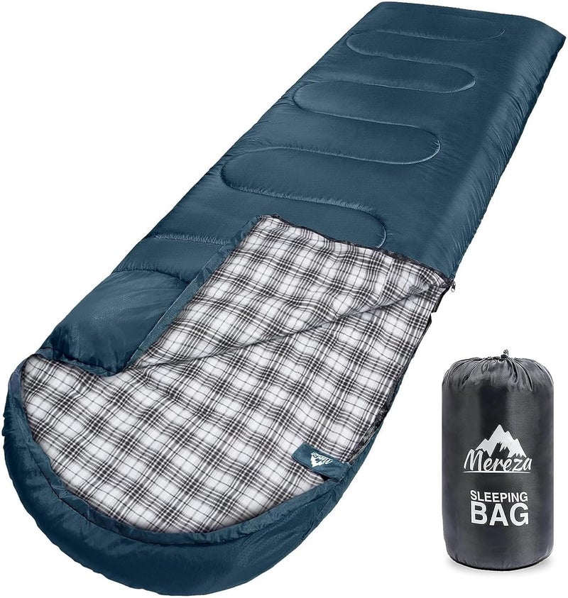 Mereza Flannel Sleeping Bag for Adults XL, Large Wide Sleeping Bags for Camping Mens Warm Cotton Sleeping Bag 4 Season Warm & Cool Weather - Image 1